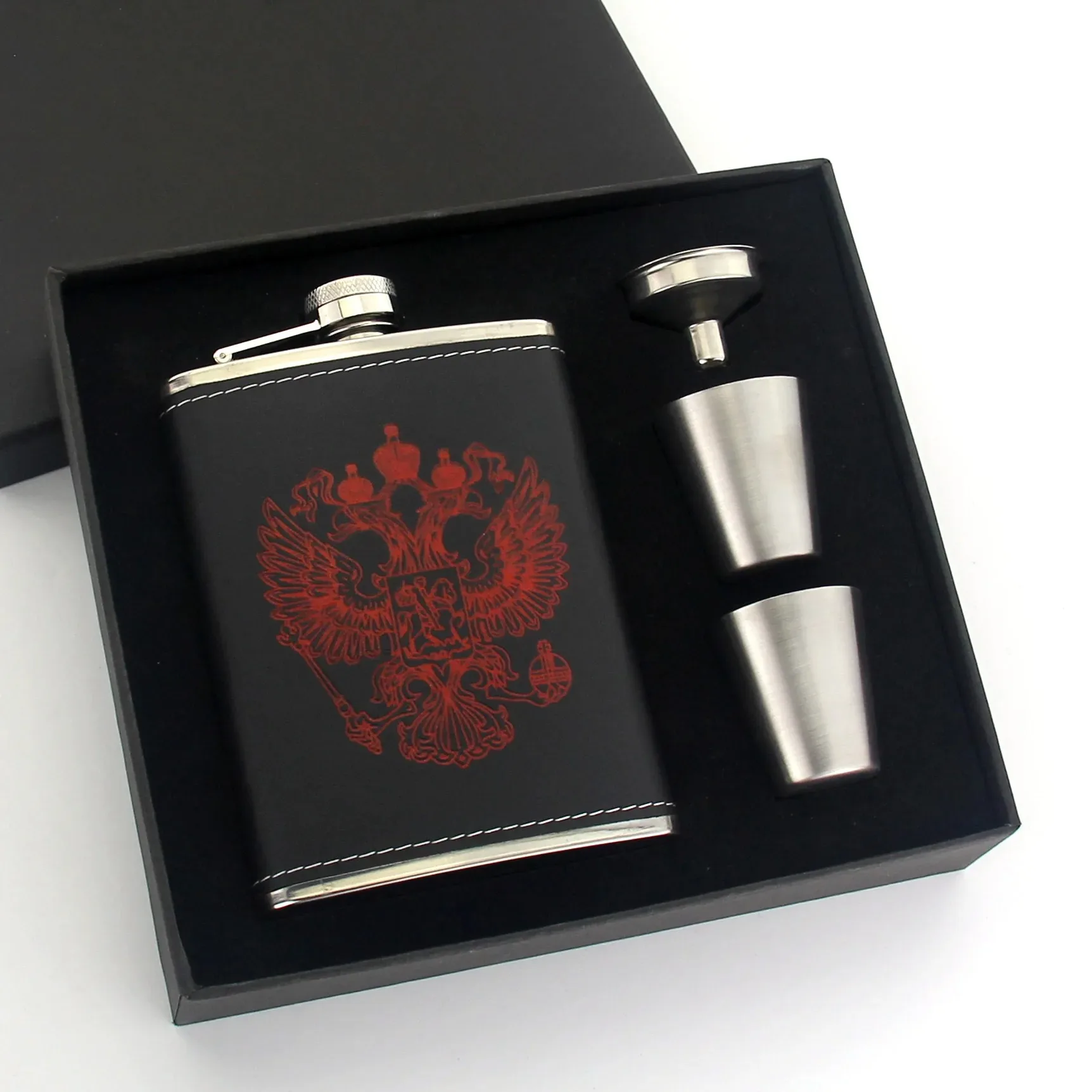 Stainless Steel Outdoor Portable Pocket Hip Flask Whiskey Flask Alcohol Drinking Container Gift Box Vodka Drinking Tools 8oz