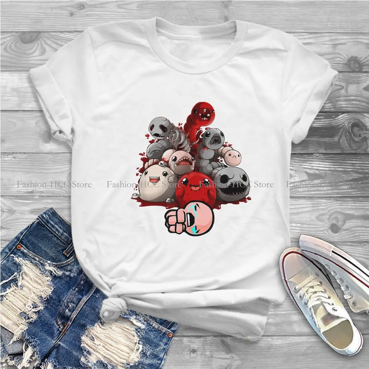 Cry O Neck TShirt The Binding of Isaac Rebirth Wrath of the Lamb Game Original Polyester T Shirt Women Clothes New Design