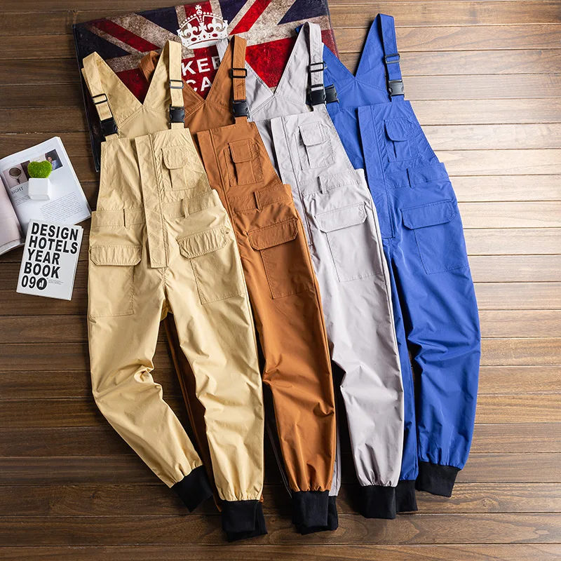 

Safari Style Pockets Overall Lovers Streetwear Work Cargo Pants Jumpsuit Men Dungarees Baggy Bib Trousers Hip Hop Strap Pants5xl