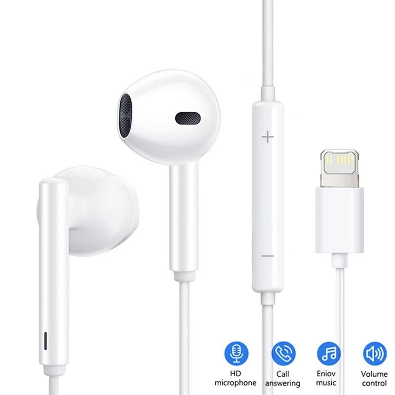 Écouteurs filaires avec Microphone, pour Iphone 8, 7 Plus, X, XS MAX, XR, 10, 11, 12, 13, 14 Pro