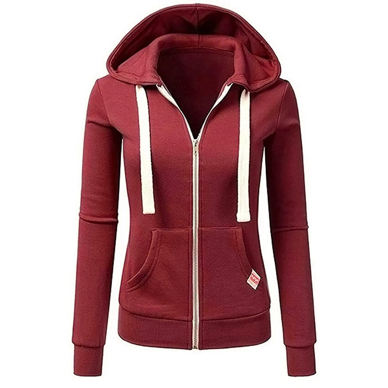 Autumn/Winter New Women'sPersonalized Fashion Sports Hoodie Long Sleeve Drawstring Pocket Zipper Coat Woolen Sweater Top CYXX386