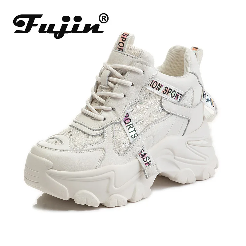 

Fujin/2024; Женская обувь из натуральной кожи; Кроссовки на массивной платформе; Женская летняя обувь на танкетке; Сезон весна-осень; Сетчатый материал; Beathable