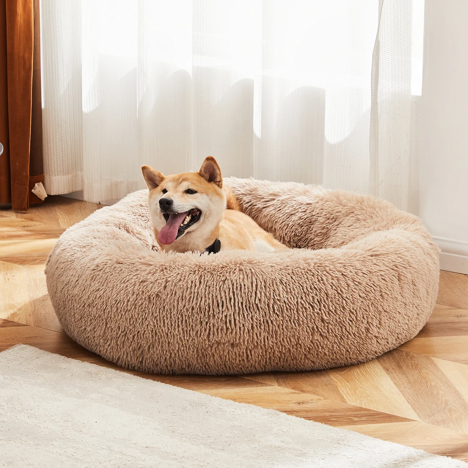 Calming Plush Dog Bed for Medium Large Dogs