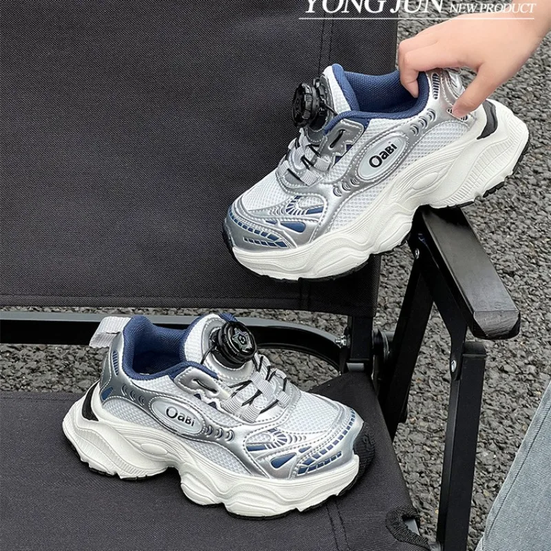 Summer Boys Girls Mesh Dad Shoes Children Breathable Soft-soled Running Shoes Kids Thick-soled School Sports Shoes Casual Shoes