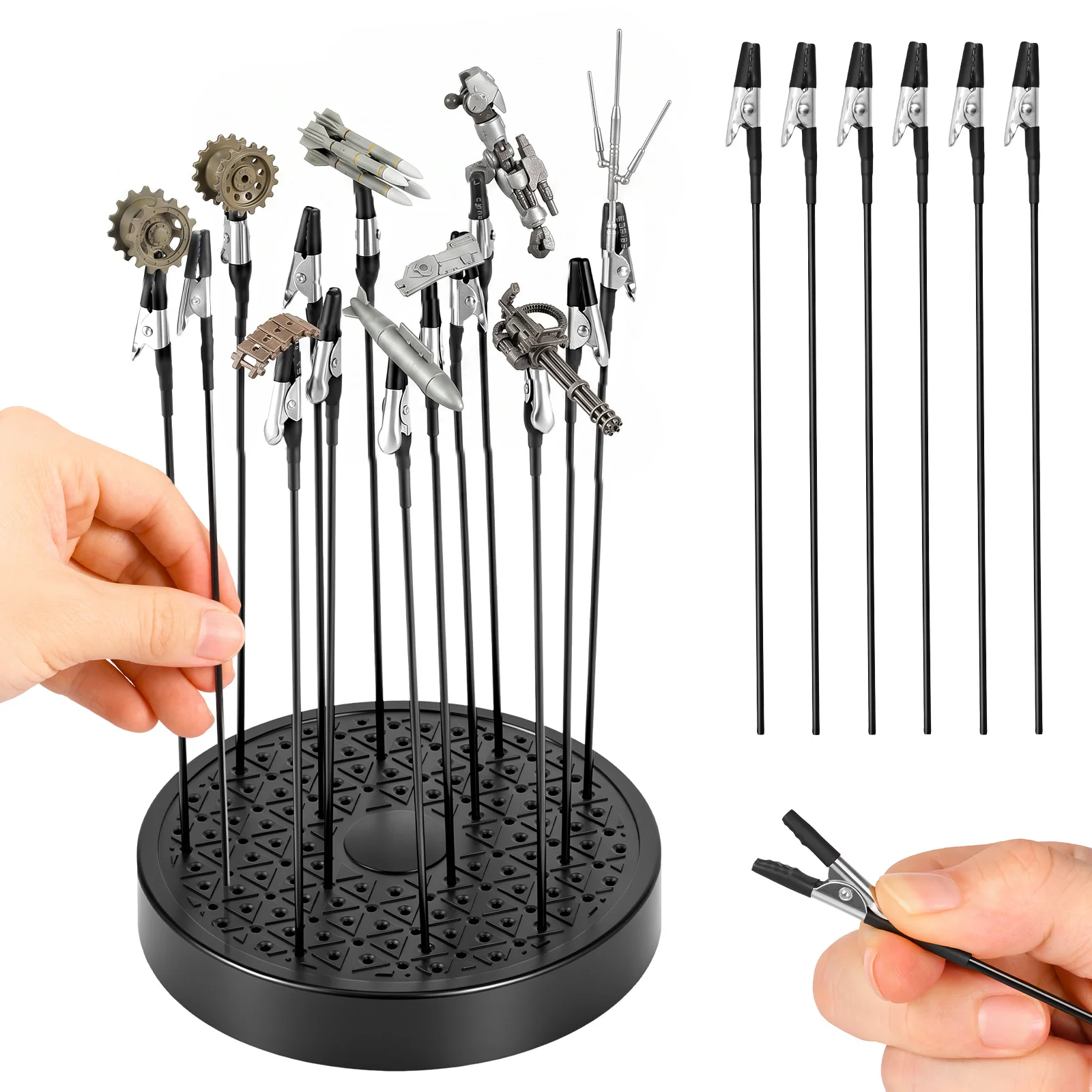 

Model Painting Stand Base with 20 Bendable Alligator Clip Sticks for Gundam Model Making Tools DIY Airbrush Hobby Modeling Tools