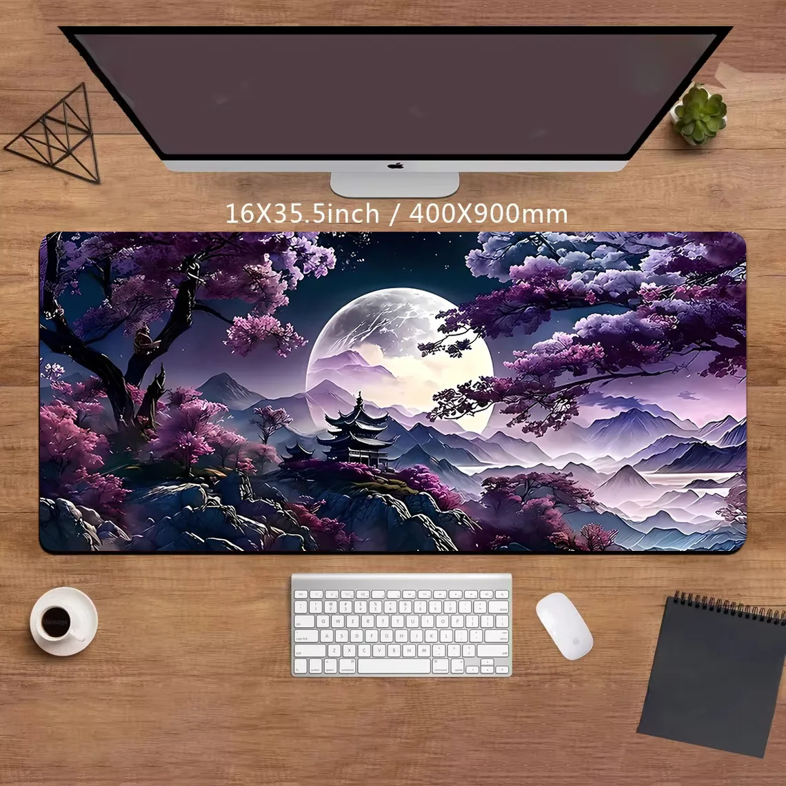 

Xxl Mouse Pad 900X400 Purple mountain moon Mousepad Gaming Pc Gamer Rug Anime Mouse Mat Playmat Extended Pad Desktop Accessories