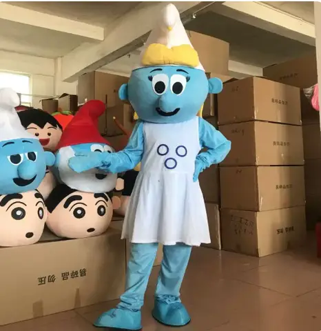 New Adult Character Cartoon Top Selling Halloween Christmas Smurf Girl Doll Fancy Dress Full Body Props Outfit Mascot Costume
