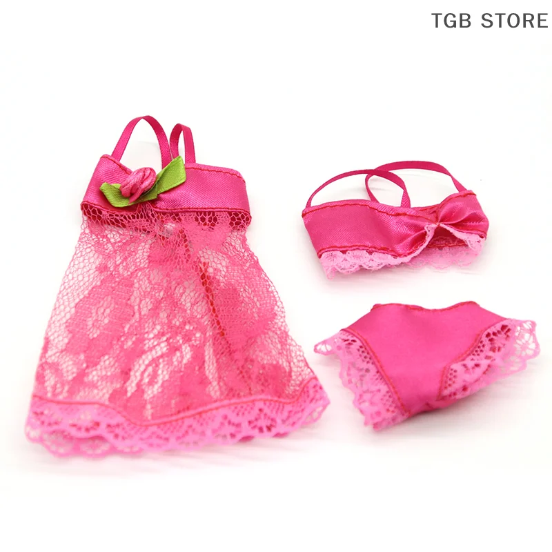 3 teile/satz Pyjama Kleidung Unterwäsche Homewear Accessoires Kleidung für 30cm Puppe – Detail 4