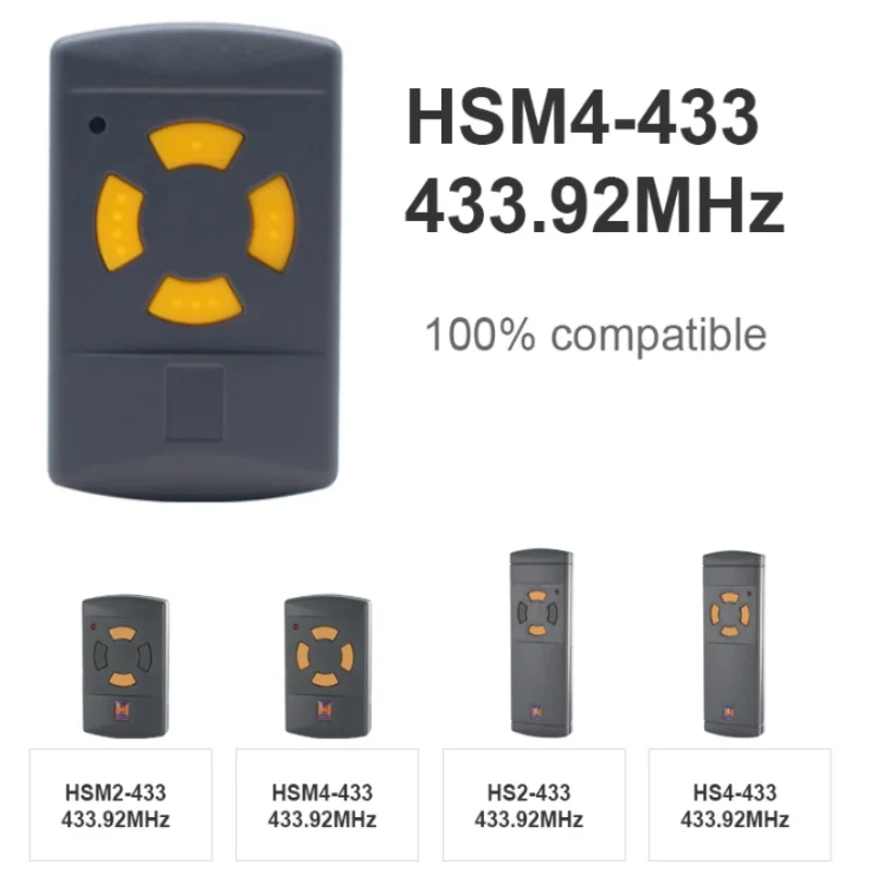 Clone HORMANN HSM4 HSM4-433 Garage Remote Control 433MHz 433.92MHz Duplicator Fxied Code Gate Transmitter