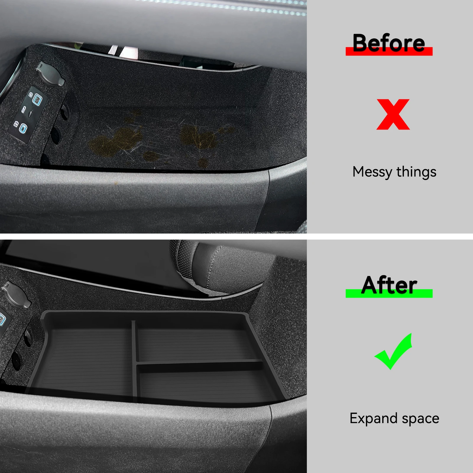 Center Console Storage Box for BYD Sealion 7 EV 2024-2025 Silicone/TPE Under-Console Organizer Tray Anti-Slip Drop-in Car