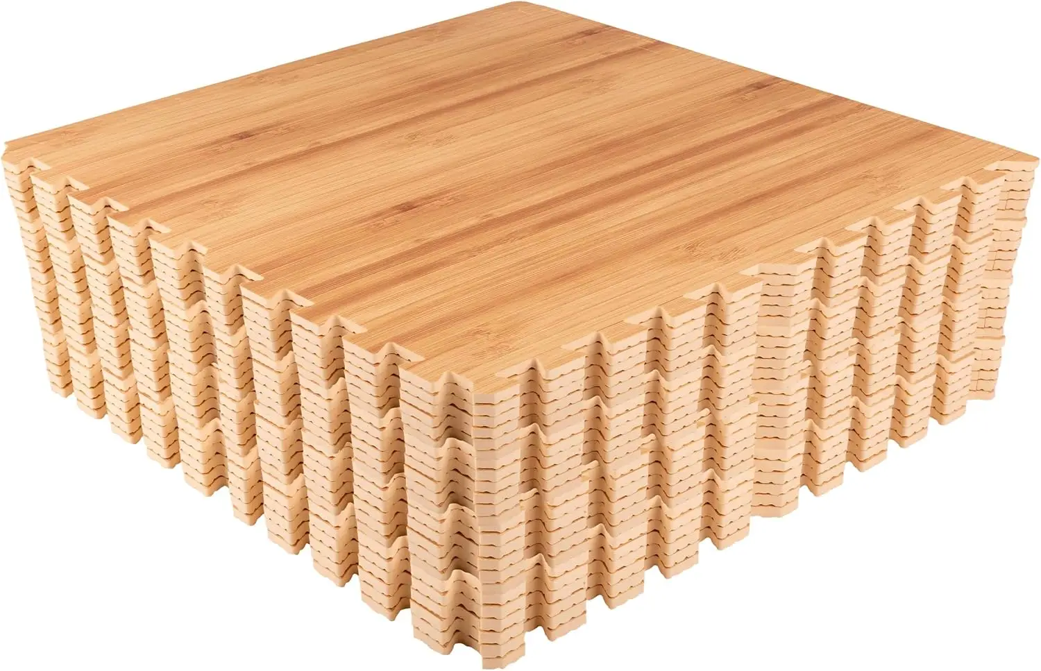 

EVA Foam Floor Tiles 24-Pack, 96SQFT Interlocking Mats for Family Room or Gym Flooring in Light Woodgrain