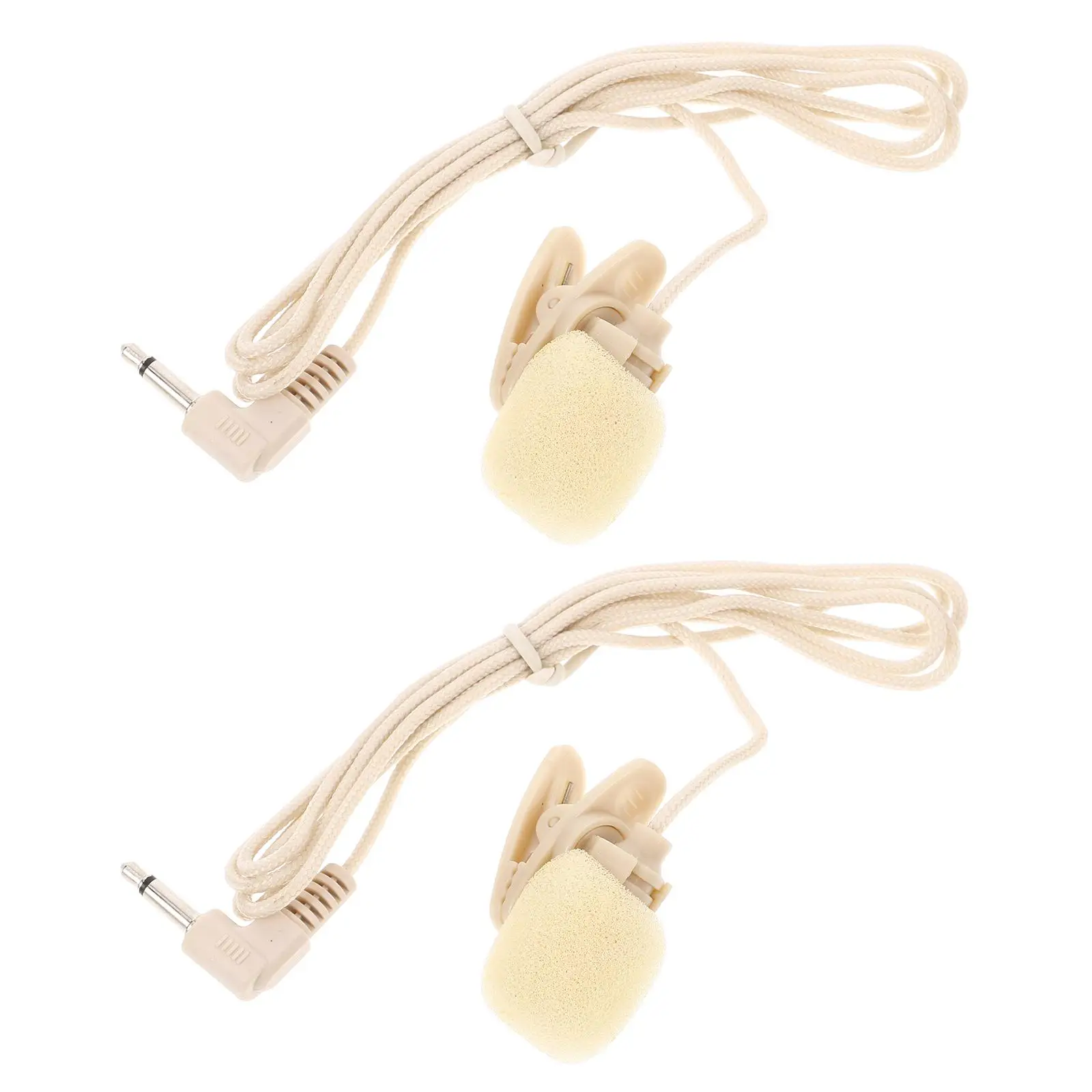 2 Pcs Mini Microphone Lavalier for Camera Recording Accessories Clip Beige Small