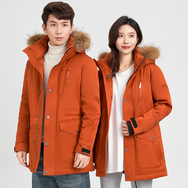

Fashionable Versatile Men's down Jacket 2024 Winter New Arrival Simple Stylish Hooded Fur Collar Youth Casual Mid-Length
