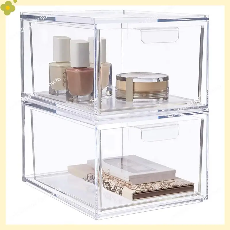 

LDHL Stackable Clear Organizer Drawers 4.5-Inches Tall Organize Cosmetics And Beauty Supplies