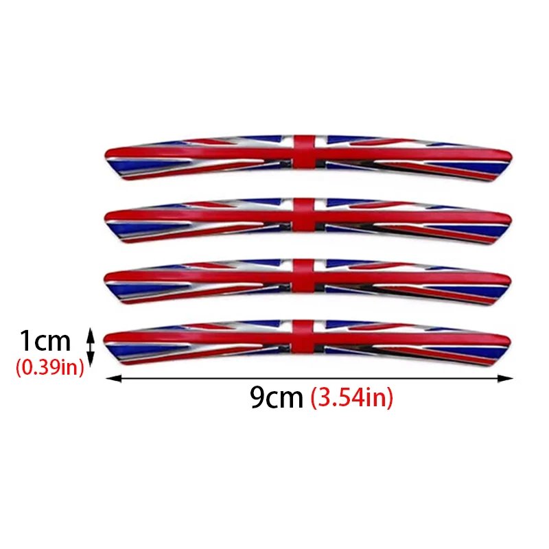 4Pcs Car Aluminum Alloy Wheel Sticker UK GERMANY FRANCE ITALY Flag Decals For Mini Cooper S JCW R55 R56 R57 R60 F55 F56 F54 F60