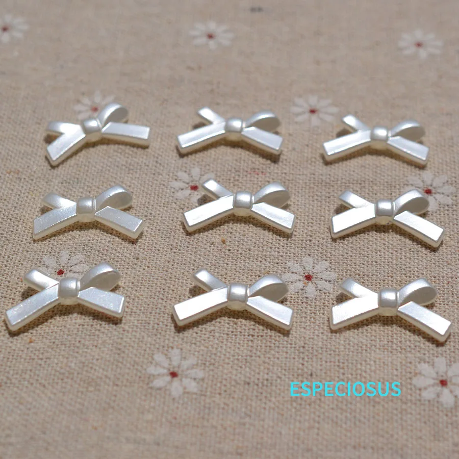 22MM Beige Color Imitation Pearl Bowknot Beads ABS Bow Spacer Bracelet Necklace Making Fittings DIY Jewelry Accessories 50pcs