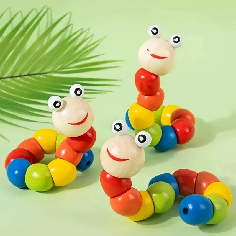1pc brinquedos de madeira adorável brinquedo de caterpillar faminhado do bebê com cor brilhante e modelagem de variedade bom para a educação precoce