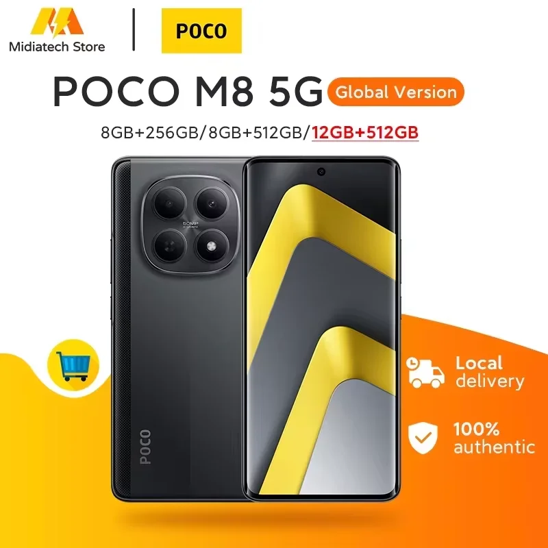 Global Version Poco M8 5g 512GB 256GB Snapdragon 6 Gen 3 Smartphone 50Mp Camera 6.77" Amoled Display 5520Mah Battery 45W Poco Cellphone