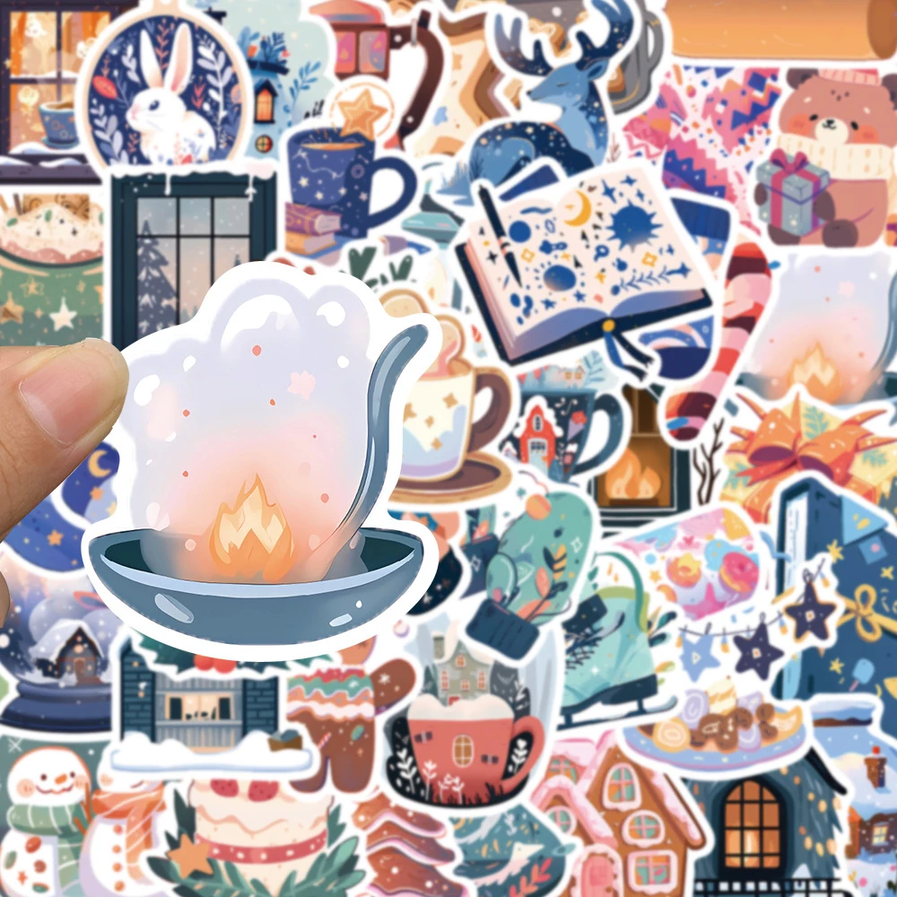 10/30/50PCS Winter Christmas Object Cartoon Decoration Stickers Aesthetic DIY Notebook Laptop Phone Kawaii Children Sticker Gift