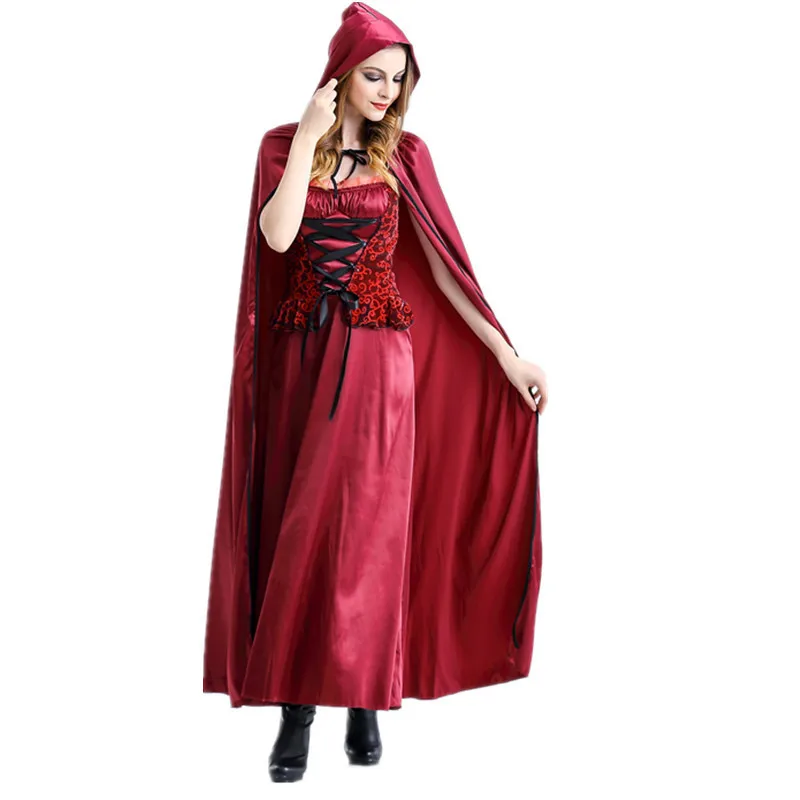 

Cute Girl Anime Adult Women loween Cos Red Riding Hood Costume Fairy T Role-plang Dr Set Cotton Traditional Chines...