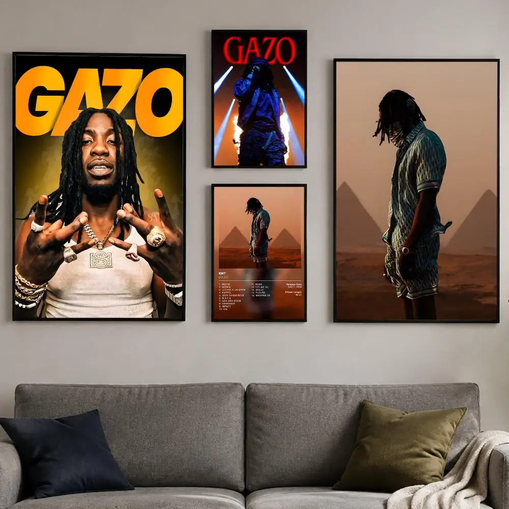 French Rapper Gazo Poster PP Self-Adhesive Bedroom Gaming Cafe/Bar Vintage Aesthetic Decor Ideal Gift