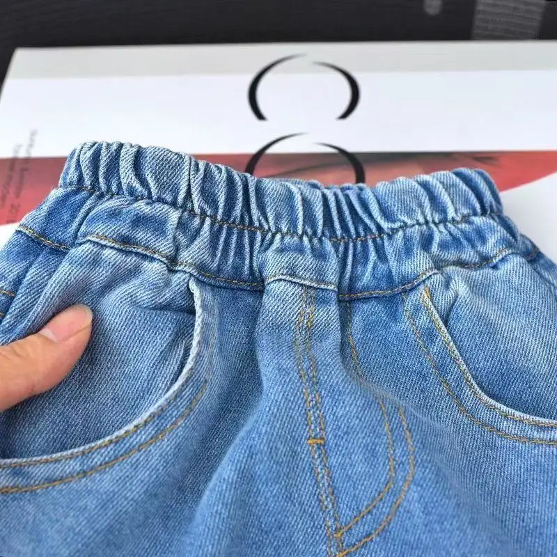 Children's Straight Leg Jeans Spring and Autumn 2026 New Collection Girls' Love Embroidered Water Washed Soft Jeans Baby Pants