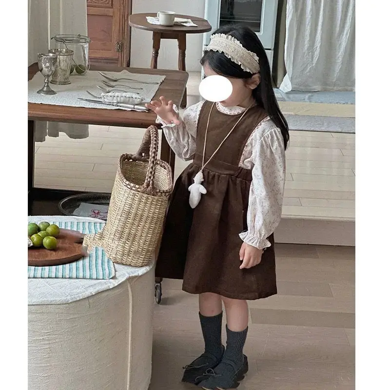 Hnq-Children's Sweet Set Summer Girls' Shirt+Vest Skirt Two-Piece Suit3-8Children's Clothing One Piece Dropshipping