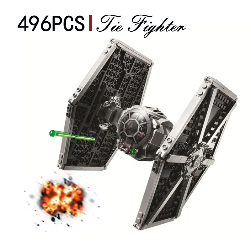 Caza de titanio, planeta, película, nave espacial, ensamblaje de modelos, bloques de construcción, imperio, corbata, estrella, kit de combate, edificio, combate, c