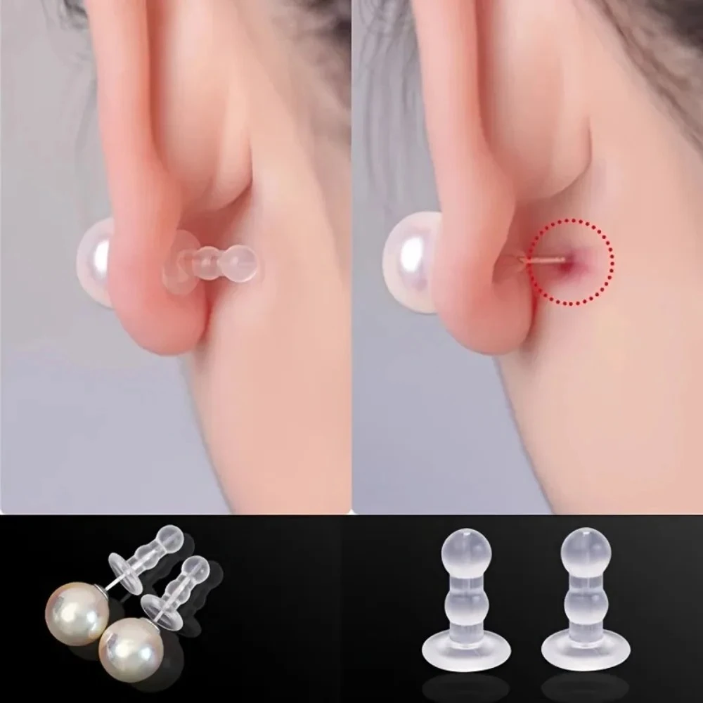 Silicone Earring Backs 10Pcs Full Coverage Anti Piercing Ear Pads Safety Ear Plugs DIY Handmade Jewelry Making Accessories