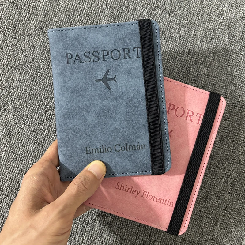 RFID Business Passport Covers Can Be Engarving Name Multi-Function ID Bank Card PU Leather Wallet Case