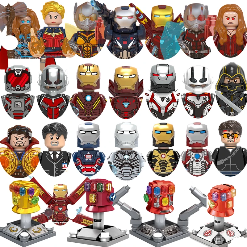Briques Iron Man pour jouets et cadeaux, mini figurines d'action, blocs de construction pour enfants, pour cadeaux de fête
