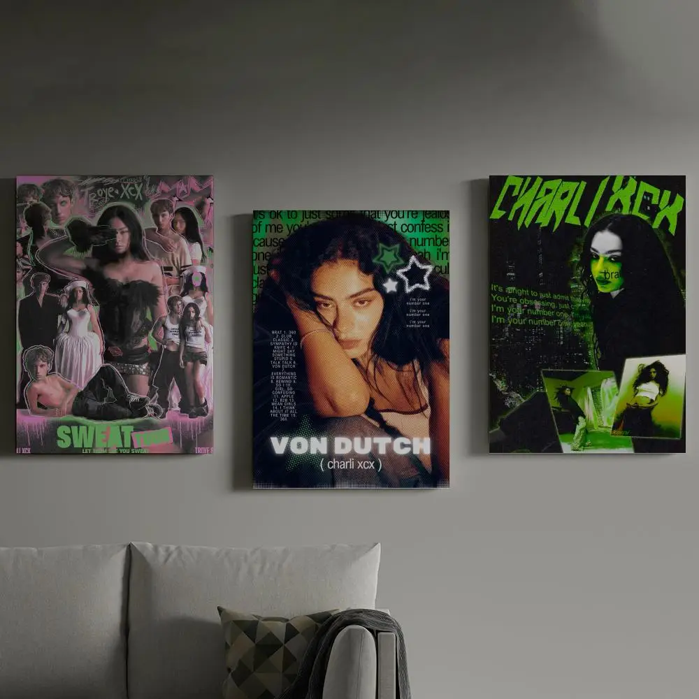 

Singer C-Charli XCX BRAT Poster Prints Canvas Painting Wall Art Picture Living Room Home Decor Tracklist Music Album Cover