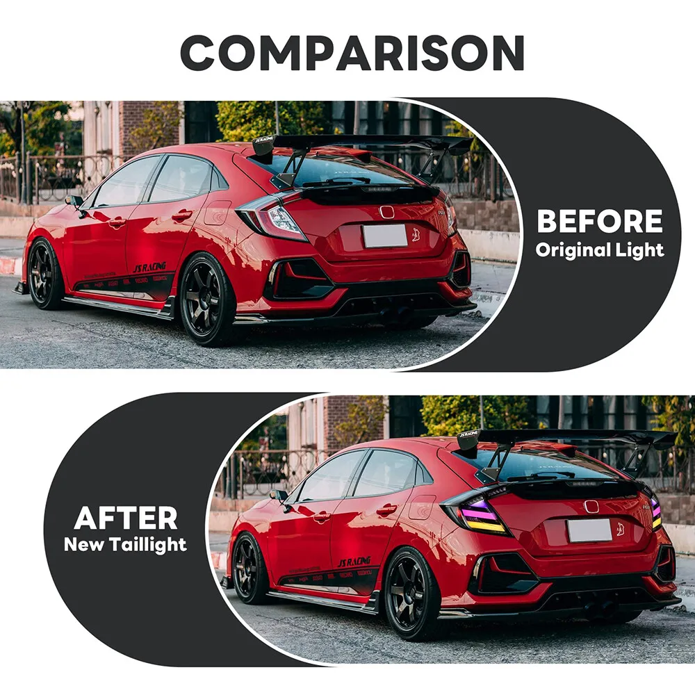 2 قطعة LH + RH RGB LED أضواء خلفية الجمعية لهوندا سيفيك 10th الجنرال هاتشباك 2016-2021 بدوره إشارة الجذع لمبة خلفية #2