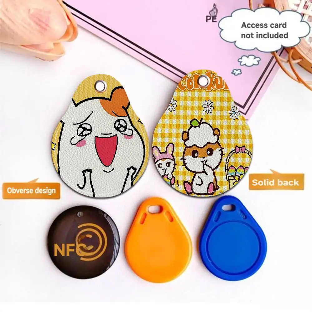 Anime O-Oruchuban Ebichu 1pcs Leather Card Holder with Key Ring Water Drop Shaped Key Case Keychain Doorlock Accessories
