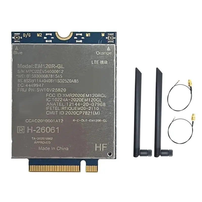 Exquisite-EM120R-GL 4G Module+2X8DB Antenna EM120R CAT12 600Mbps M. 2/Key B