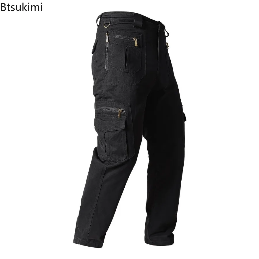 New Men's 100% Cotton Cargo Pants Fashion Multi-pockets Casual Baggy Pants Man Outdoor Tactical Training Trousers Workwear Pants