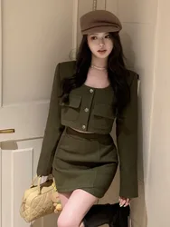 High Quality Small Fragrant Two Piece Set Women Short Jacket Coat + Skirt Suits Korean Elegant Fashion 2 Piece Sets Women Outfit