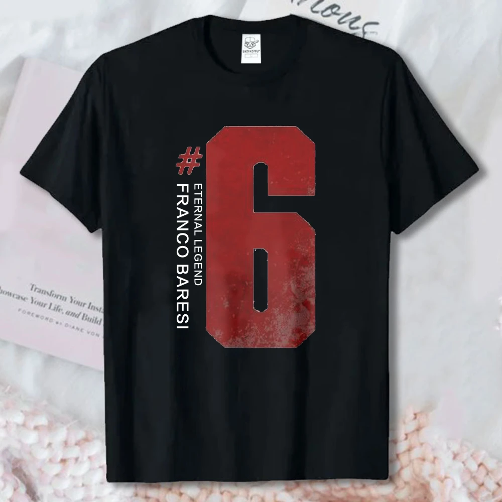 Franco Baresi Number 6 Eternal Legend Vintage Retro Unisex Cotton T Shirt Rest In Peace 1960 2026 Memorial Fan Gift Tee Top
