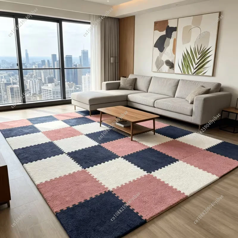【Perfect Choice Floor Mats】9Pcs Plush Foam Puzzle Mat 30x30x1CM 3 Colors Suede Anti-skid Carpet Soft Game Rug Floor Decoration