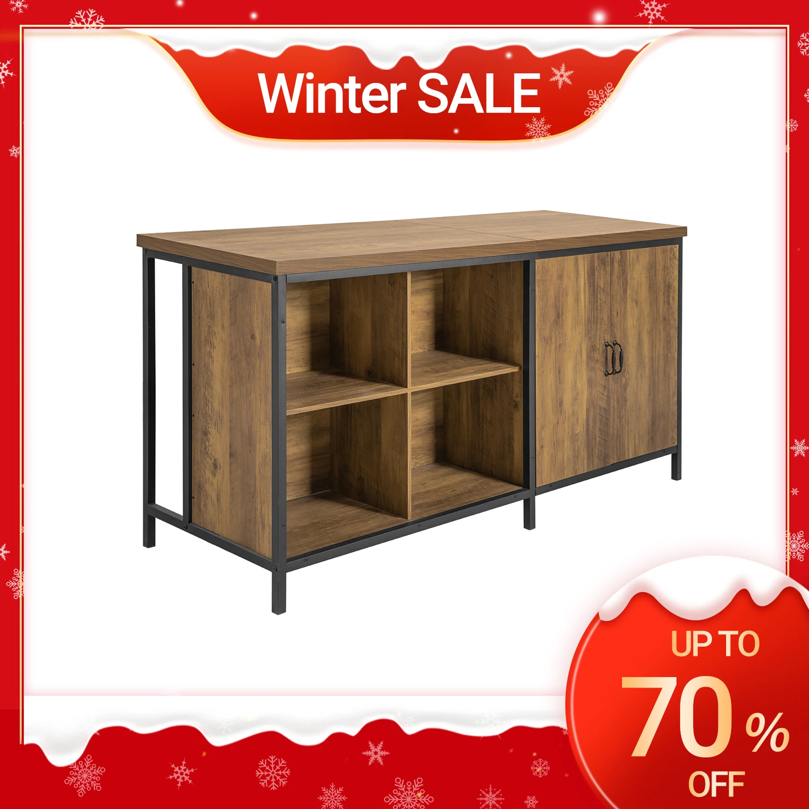 SoBuy KNL01-F Isola della cucina Armadio da cucina indipendente Highborad Comò armadio Credenza Tavolo da bar Buffet Design industriale