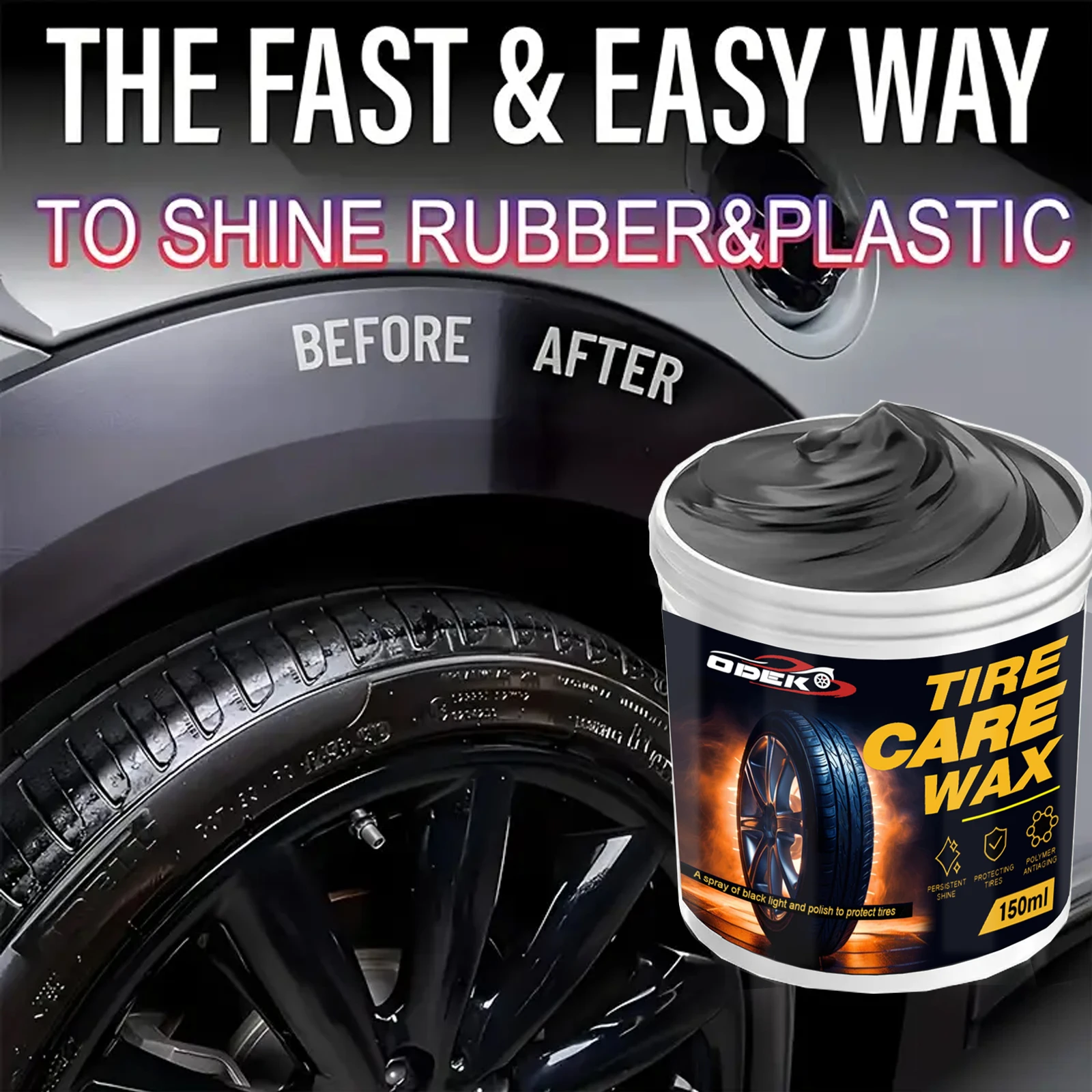 Ultimate Tire Shine Spray and Dressing – High Gloss Black Tire Polish with UV Protection, Long-Lasting Tire Coating for Cars