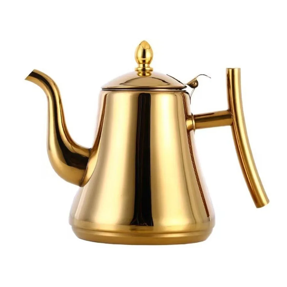 

Съемный чайник с фильтром и крышкой, утолщенный кофейный чайник 1 л/1,5 л/2 л, золотой/серебристый чайник из нержавеющей стали, индукционный чайник для приготовления пищи