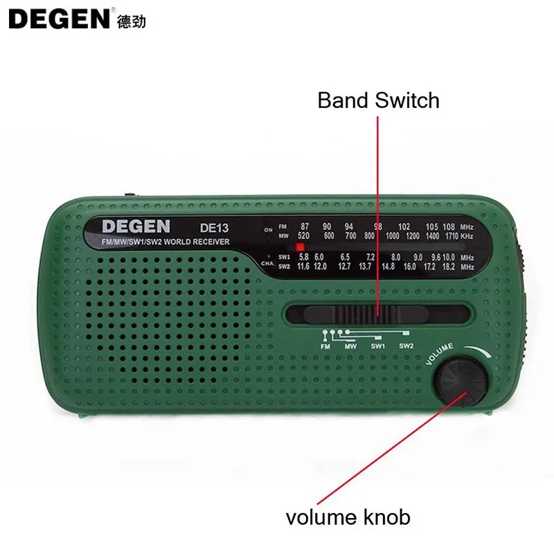 DEGEN DE13 FM AM SW كرنك دينامو الطاقة الشمسية راديو الطوارئ استقبال عالمي جودة عالية VS Tecsun PL-310ET VS Panda 6200
