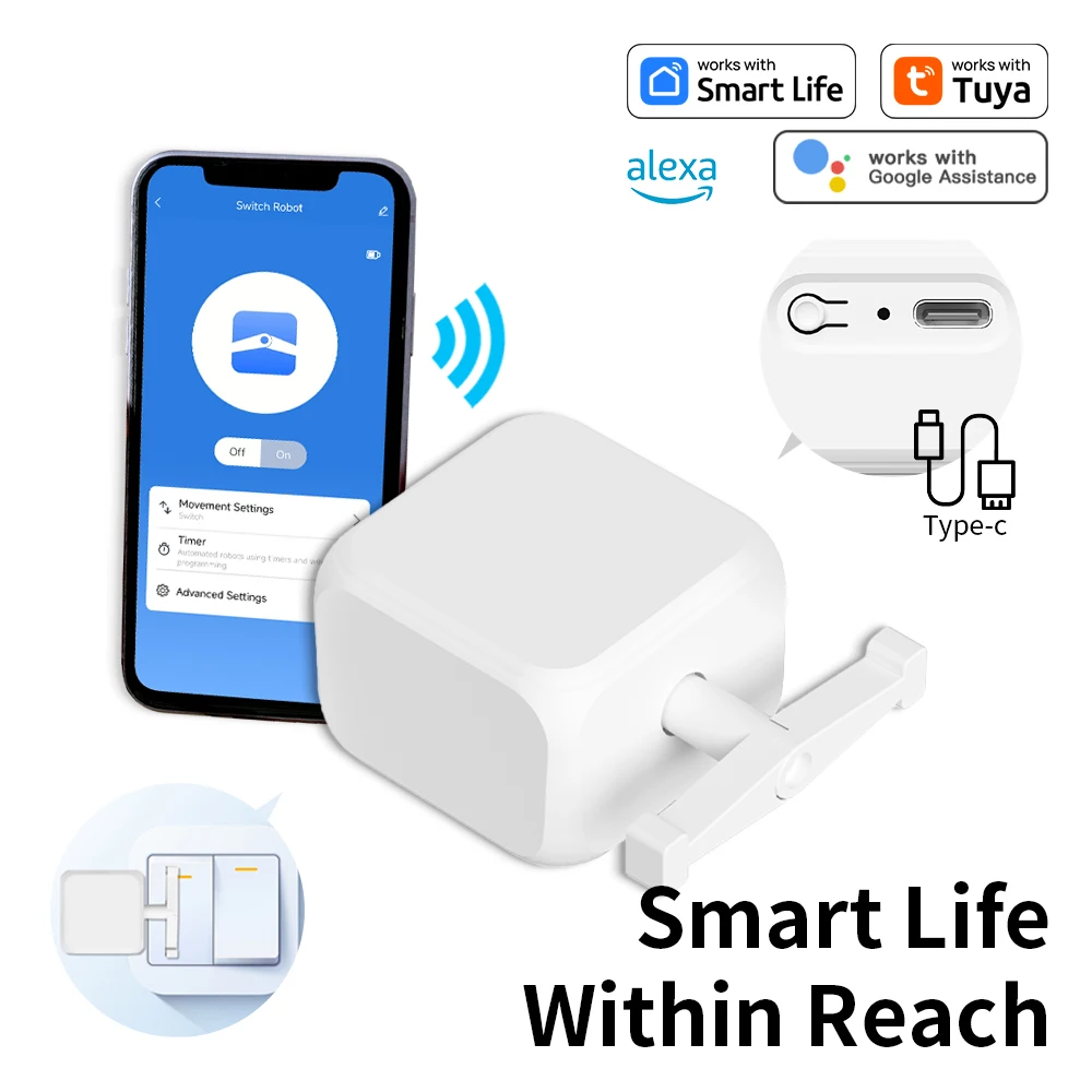 Tuya Fingerbot Wireless Control Light Switch Off Tool Automatic Button Pusher Adjustable Switch Press Robot Lazy Remote Control