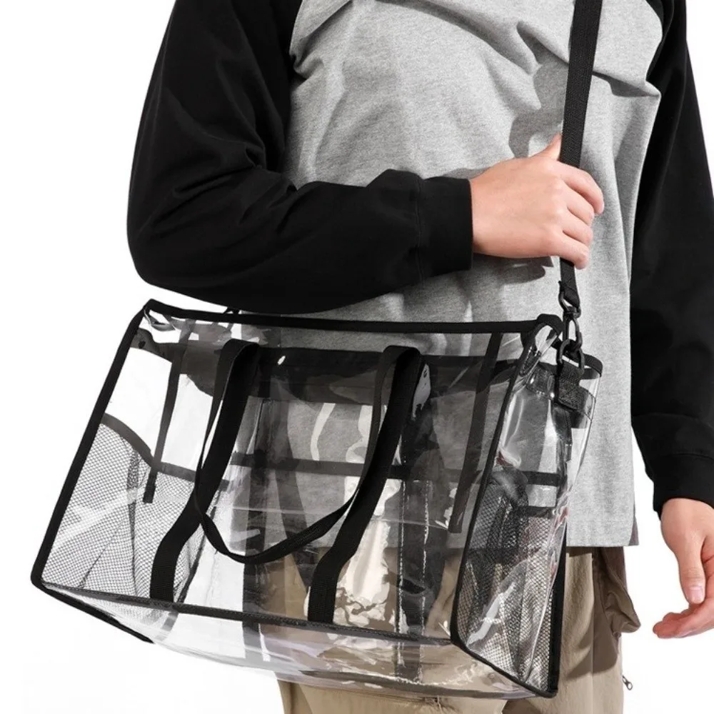 

Large Capacity Transparent Crossbody Bag PVC Lightweight Washing Storage Bag Oversized Waterproof Beach Swimming Bag Travel Use