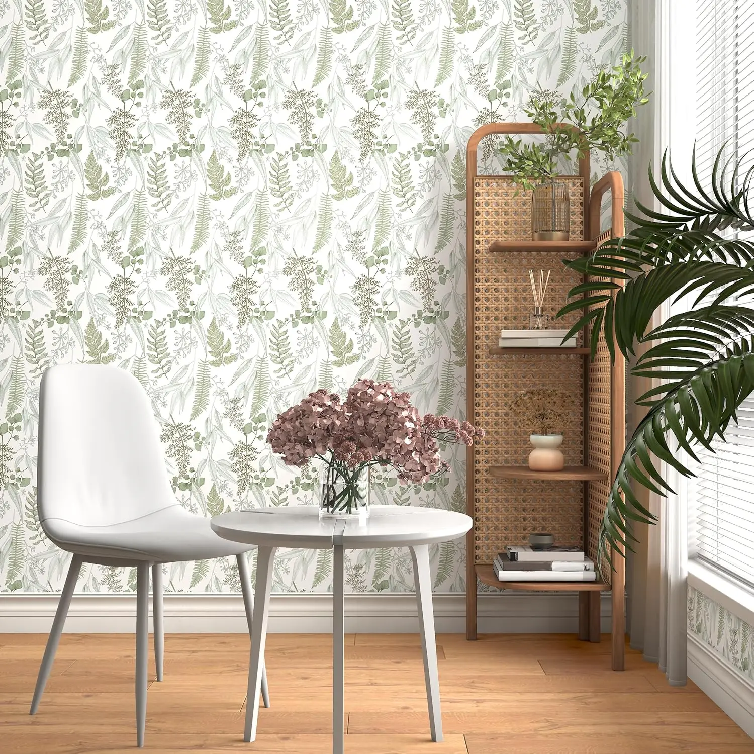 Light Green Leaf Peel and Stick Wallpaper Botanical Removable Contact Paper Ferns Self-Adhesive Wallpaper for Cabinets Drawers - Image 3