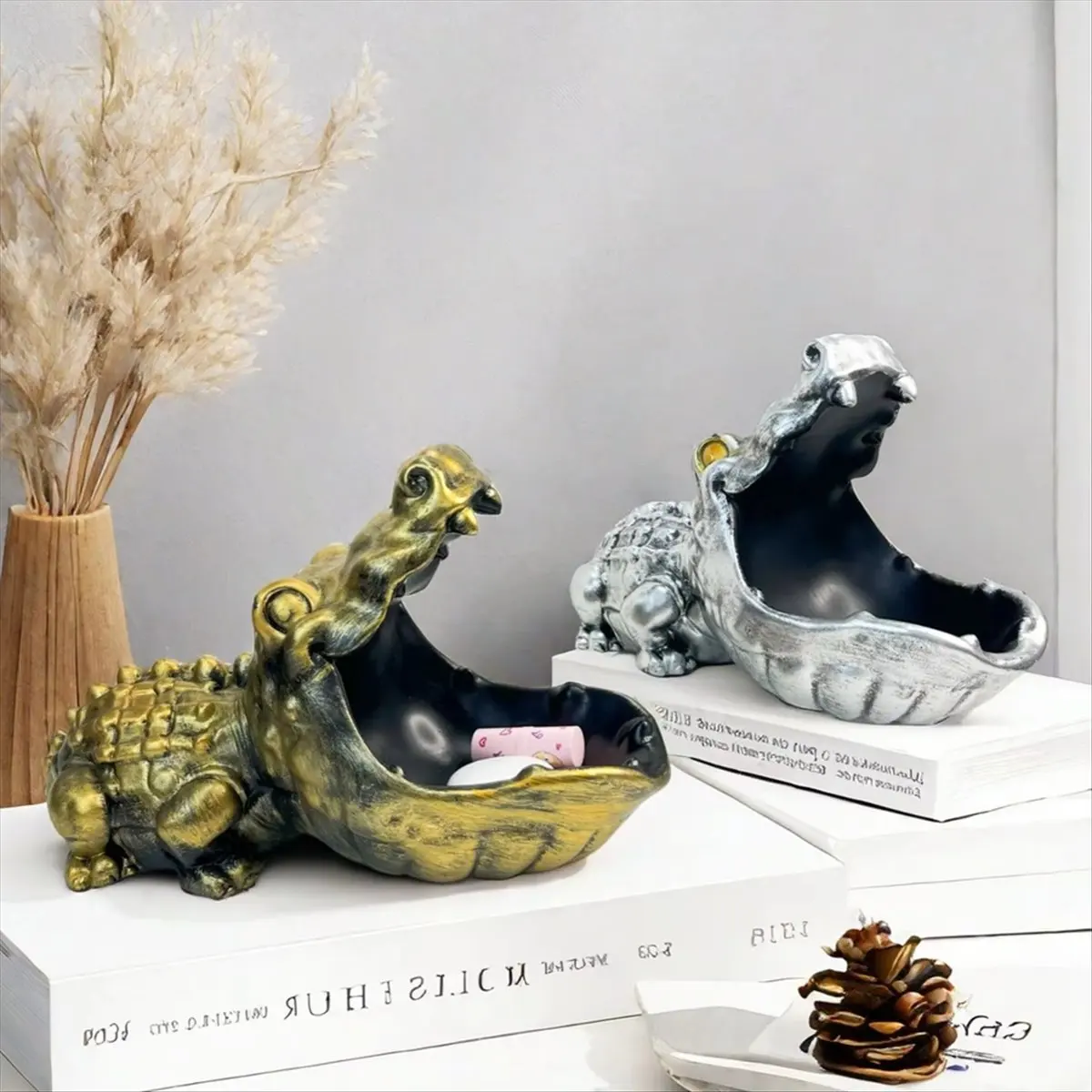 2026 NEW  and Crocodile Card and Key Storage Box for Home Decor Silver