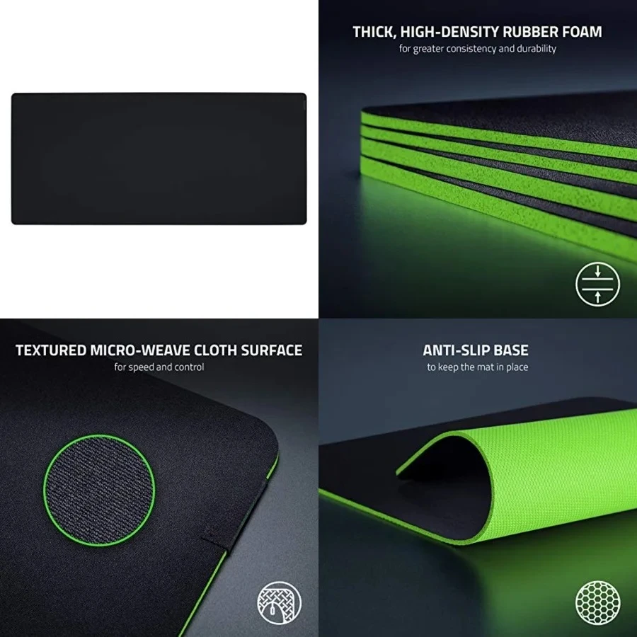 Cloth Gaming Mouse Pad (3XL): Thick, High-Density Foam - Non-Slip Base - Classic Black