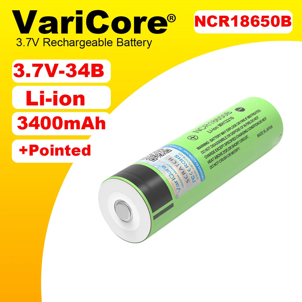 بطارية ليثيوم LiitoKala قابلة لإعادة الشحن مع مدببة ، ساخنة ، NCR18650B ، من من من نوع V ، من من من نوع mAh ، من دون أي بي بي بي ، أصلية