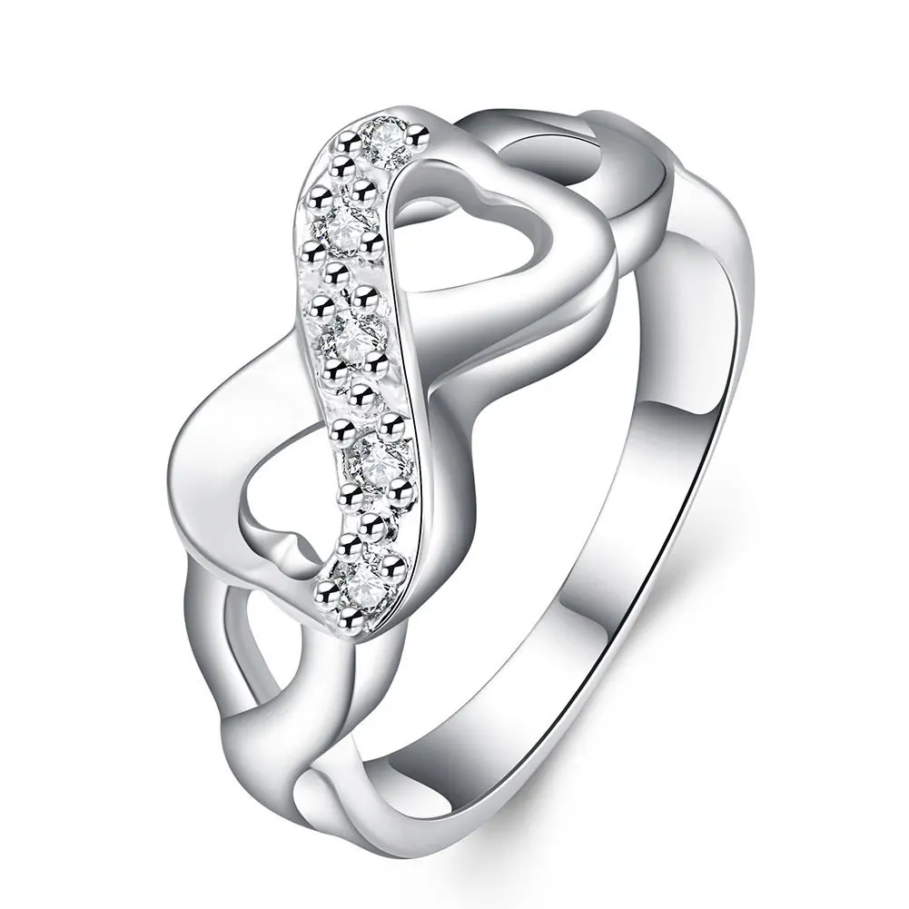 

New 925 Sterling Silver Simple 7-10# Heart AAA Zircon Ring For Women Fashion Charm Jewelry Party Gift Wedding Accessories